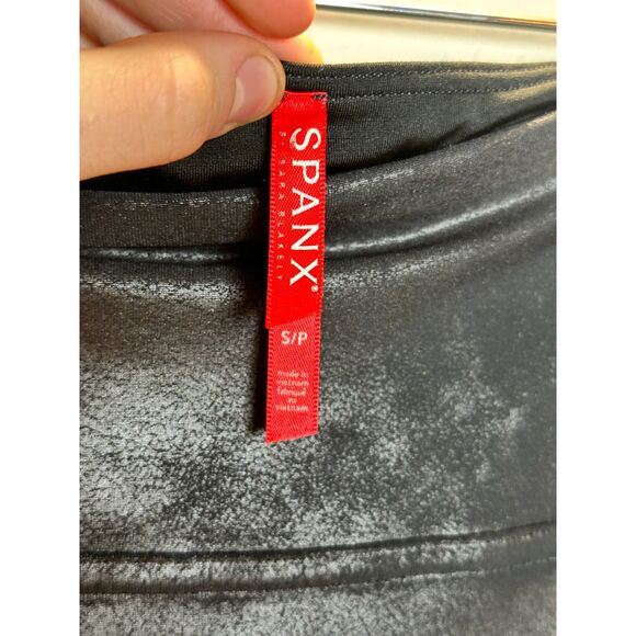 Spanx Women's Size Small Black Faux Leather Leggings Pull On EUC - Picture 5 of 5